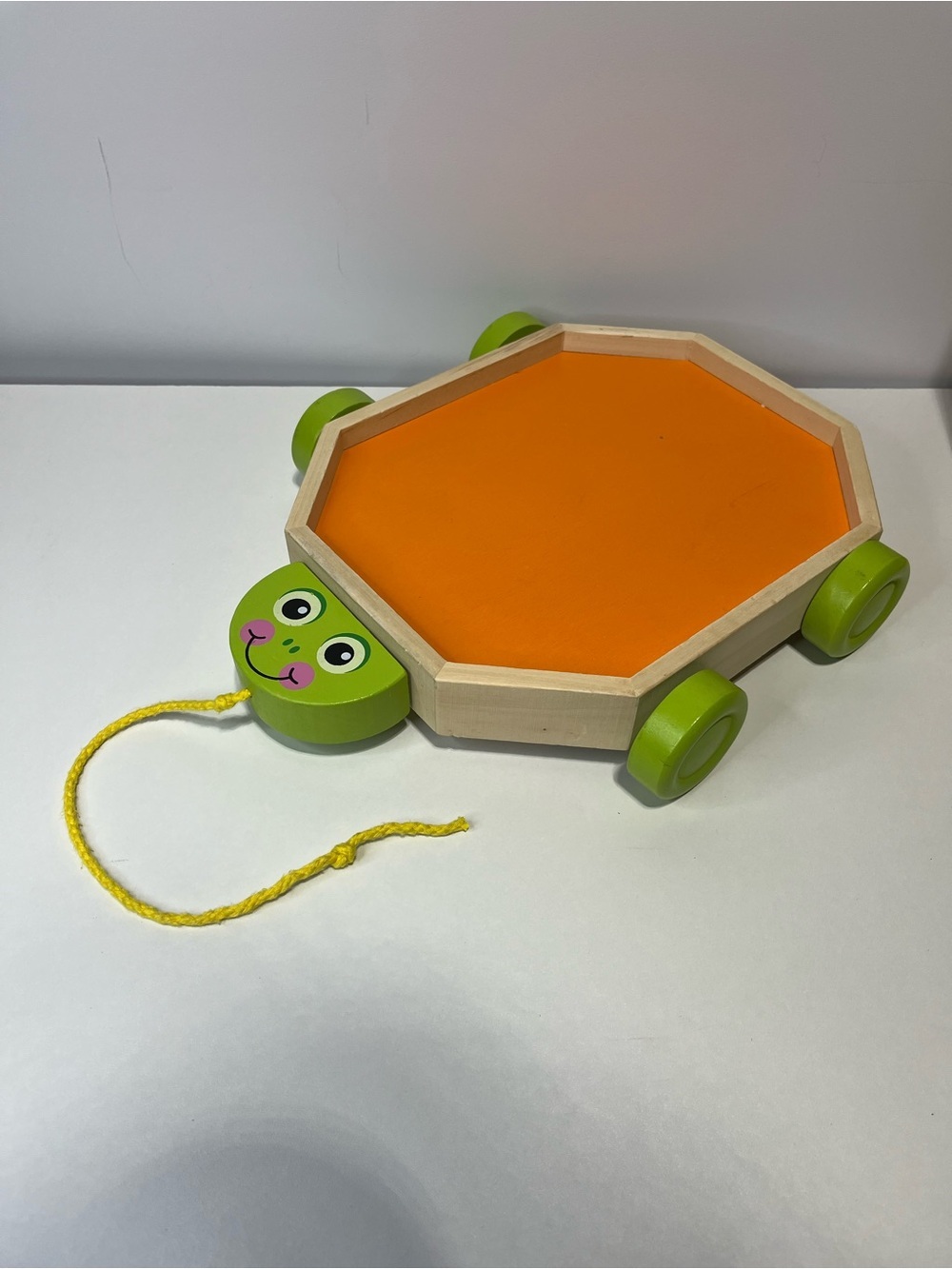 Melissa & Doug Wooden Turtle Pull Toy - Orange, Green & Yellow